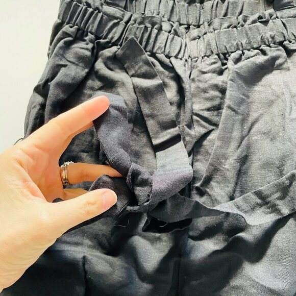 NWT Ann Taylor LOFT Jumpsuit Romper Black Linen Square Neck Ruffle Wide Leg XS - Picture 8 of 13